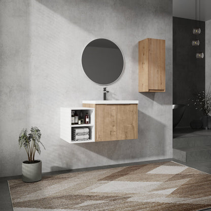 36' Wall - Mounted Bathroom Vanity With Sink and Side Cabinet, Soft Close Doors,00112IMO - 0624IMO - 0612GWH Combination Cabinet(KD - Packing) - 1st Choice Furniture Direct
