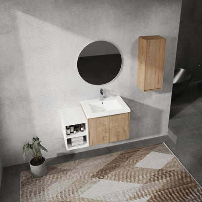36' Wall - Mounted Bathroom Vanity With Sink and Side Cabinet, Soft Close Doors,00112IMO - 0624IMO - 0612GWH Combination Cabinet(KD - Packing) - 1st Choice Furniture Direct