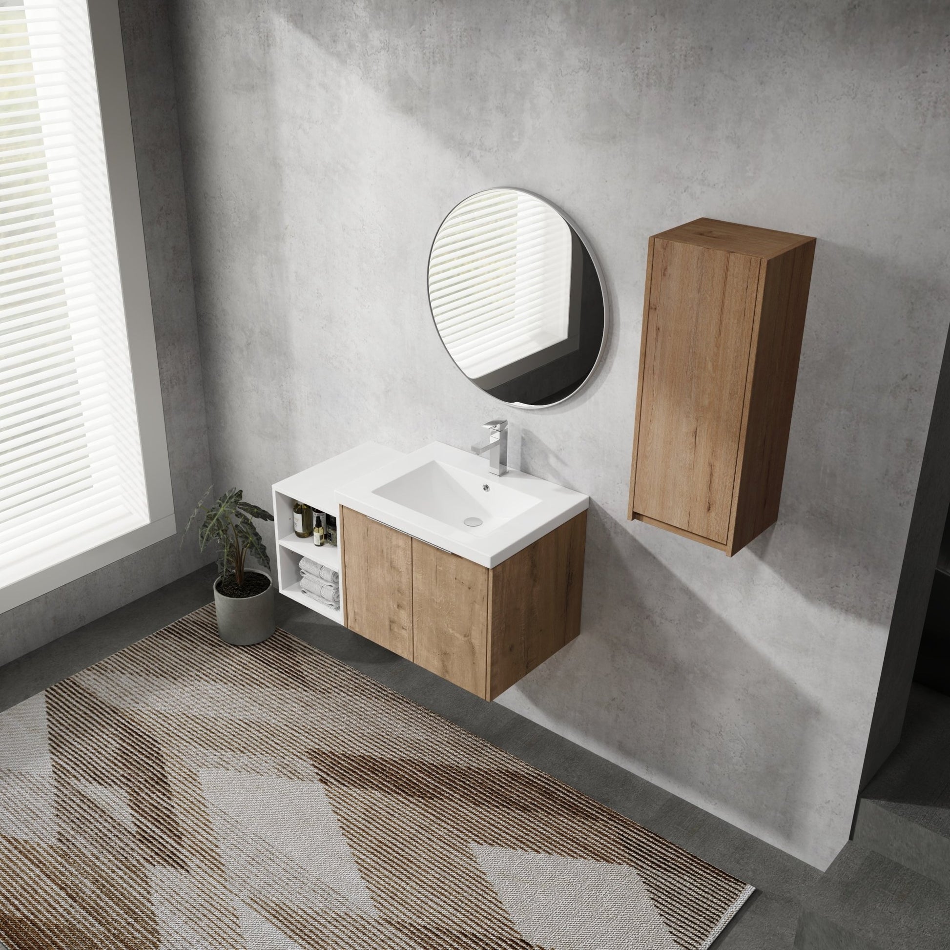 36' Wall - Mounted Bathroom Vanity With Sink and Side Cabinet, Soft Close Doors,00112IMO - 0624IMO - 0612GWH Combination Cabinet(KD - Packing) - 1st Choice Furniture Direct