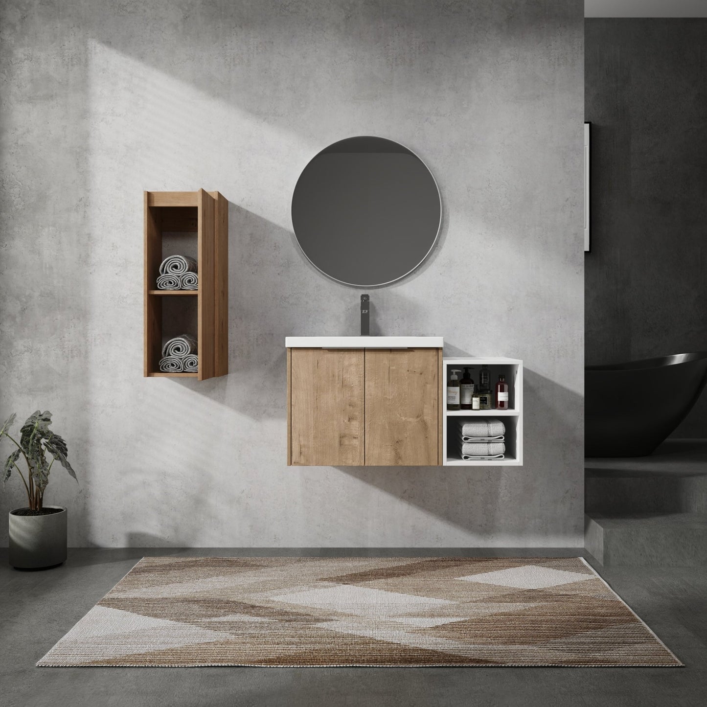 36' Wall - Mounted Bathroom Vanity With Sink and Side Cabinet, Soft Close Doors,00112IMO - 0624IMO - 0612GWH Combination Cabinet(KD - Packing) - 1st Choice Furniture Direct