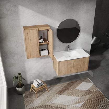 36' Wall - Mounted Bathroom Vanity With Sink and Side Cabinet, Soft Close Doors,00112IMO x 2 - 00636IMO Combination Cabinet(KD - Packing) - 1st Choice Furniture Direct