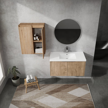 36' Wall - Mounted Bathroom Vanity With Sink and Side Cabinet, Soft Close Doors,00112IMO x 2 - 00636IMO Combination Cabinet(KD - Packing) - 1st Choice Furniture Direct