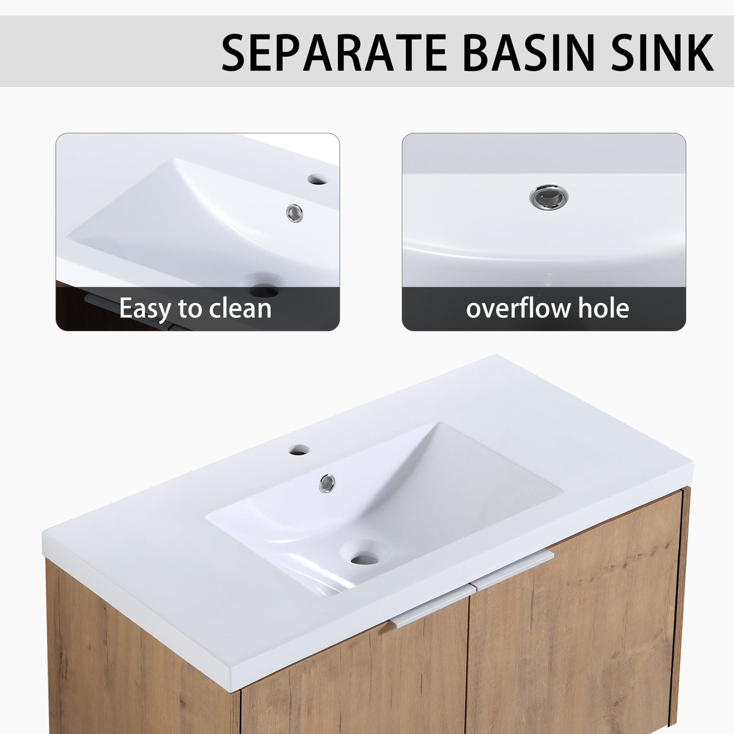 36' Wall - Mounted Bathroom Vanity With Sink and Side Cabinet, Soft Close Doors,00112IMO x 2 - 00636IMO Combination Cabinet(KD - Packing) - 1st Choice Furniture Direct