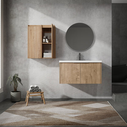 36' Wall - Mounted Bathroom Vanity With Sink and Side Cabinet, Soft Close Doors,00112IMO x 2 - 00636IMO Combination Cabinet(KD - Packing) - 1st Choice Furniture Direct