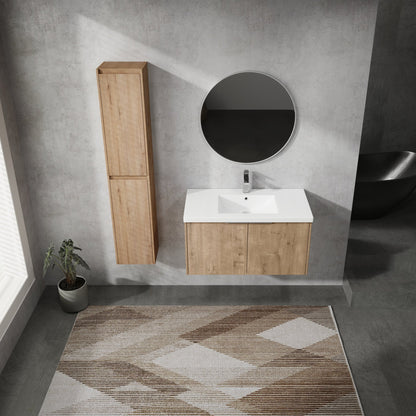 36' Wall - Mounted Bathroom Vanity With Sink and Side Cabinet, Soft Close Doors,00112IMO x 2 - 00636IMO Combination Cabinet(KD - Packing) - 1st Choice Furniture Direct