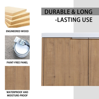 36' Wall - Mounted Bathroom Vanity With Sink and Side Cabinet, Soft Close Doors,00112IMO x 2 - 00636IMO Combination Cabinet(KD - Packing) - 1st Choice Furniture Direct