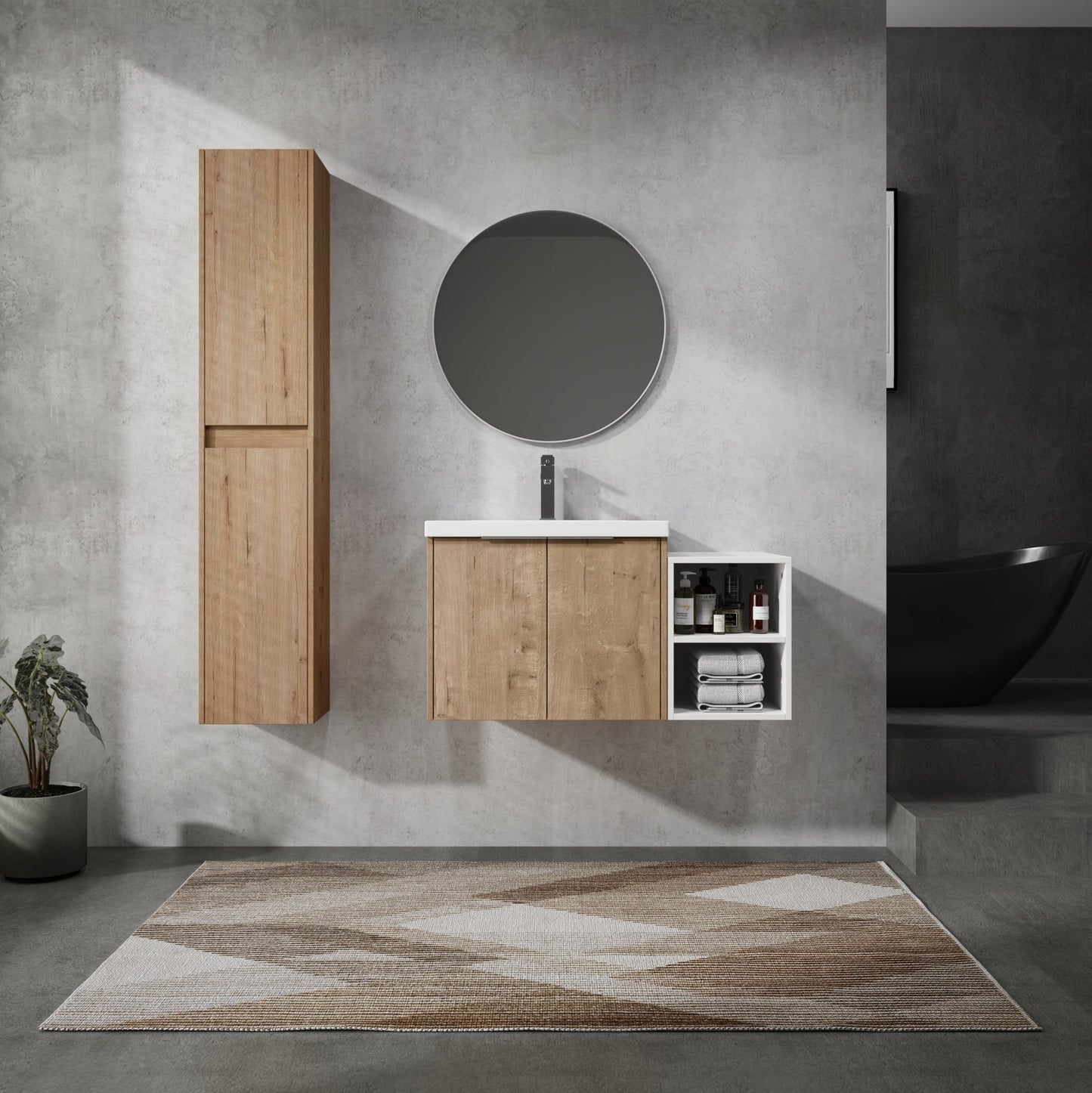 36' Wall - Mounted Bathroom Vanity With Sink and Side Cabinet, Soft Close Doors,00112IMOx2 - 0624IMO - 0612GWH Combination Cabinet(KD - Packing) - 1st Choice Furniture Direct