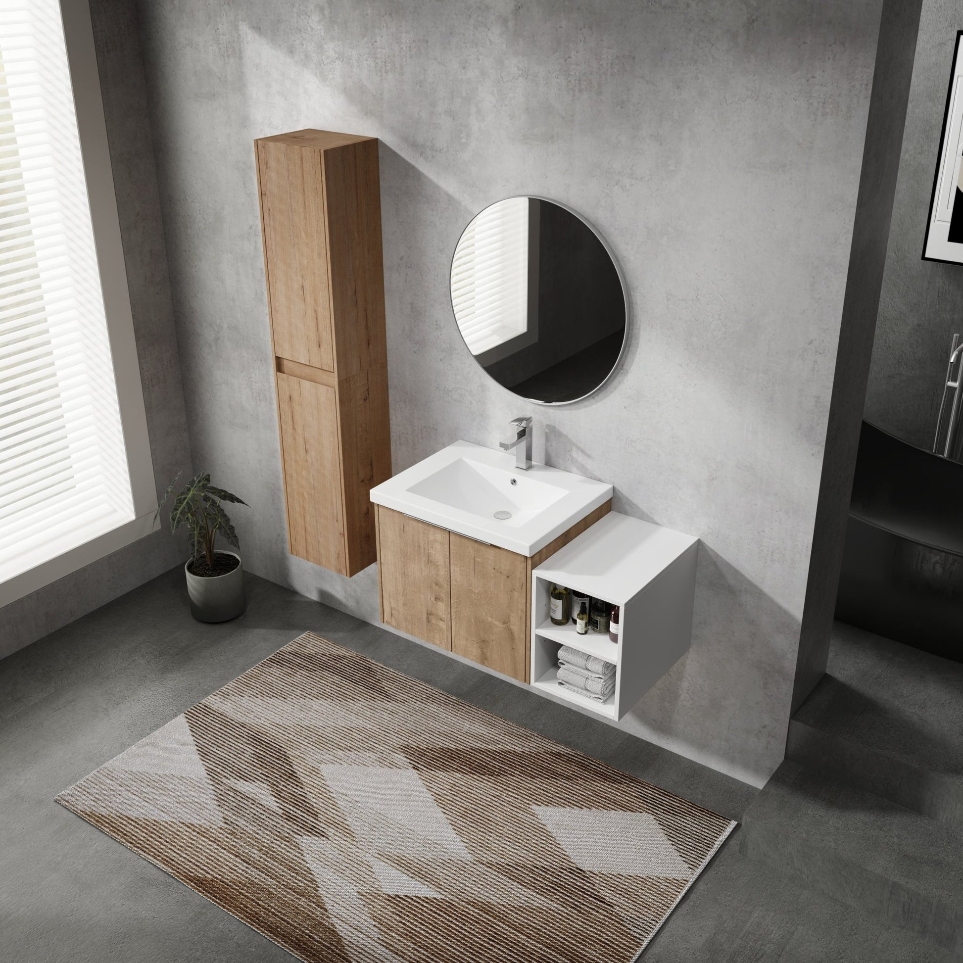 36' Wall - Mounted Bathroom Vanity With Sink and Side Cabinet, Soft Close Doors,00112IMOx2 - 0624IMO - 0612GWH Combination Cabinet(KD - Packing) - 1st Choice Furniture Direct
