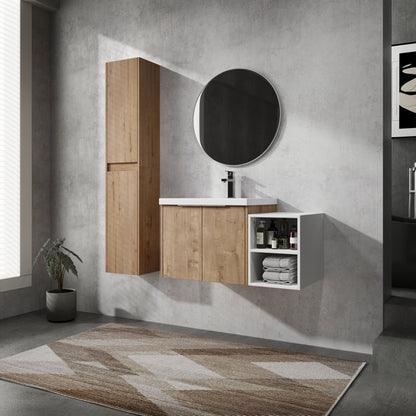 36' Wall - Mounted Bathroom Vanity With Sink and Side Cabinet, Soft Close Doors,00112IMOx2 - 0624IMO - 0612GWH Combination Cabinet(KD - Packing) - 1st Choice Furniture Direct