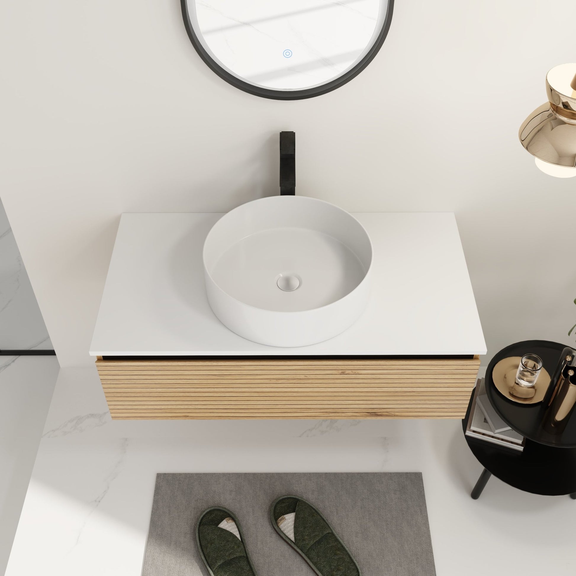 36'' Wall - Mounted Bathroom Vanity with White Art Ceramic Sink & 1 - Soft - Close Drawer (KD - Packing) - 1st Choice Furniture Direct