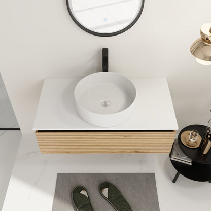 36'' Wall - Mounted Bathroom Vanity with White Art Ceramic Sink & 1 - Soft - Close Drawer (KD - Packing) - 1st Choice Furniture Direct