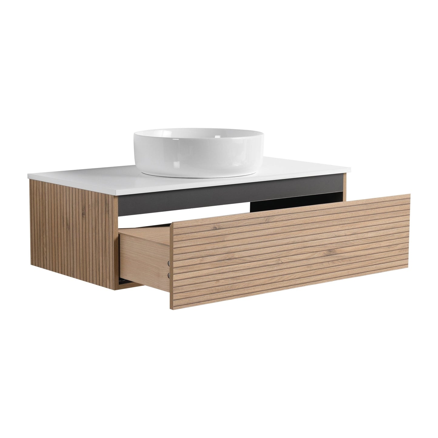 36'' Wall - Mounted Bathroom Vanity with White Art Ceramic Sink & 1 - Soft - Close Drawer (KD - Packing) - 1st Choice Furniture Direct