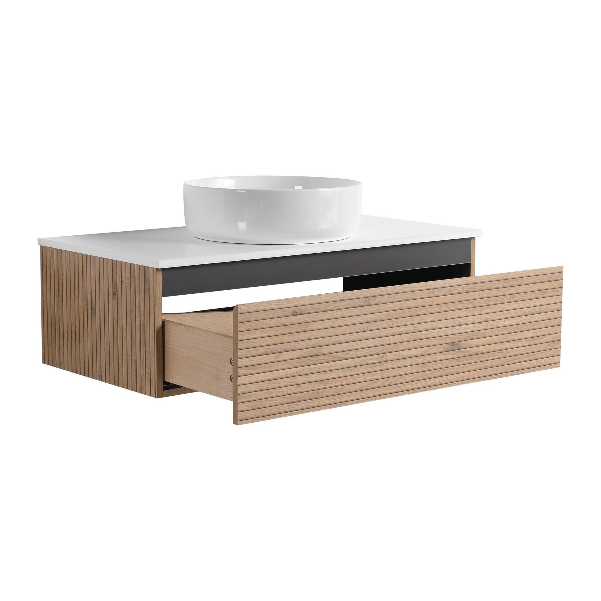 36'' Wall - Mounted Bathroom Vanity with White Art Ceramic Sink & 1 - Soft - Close Drawer (KD - Packing) - 1st Choice Furniture Direct