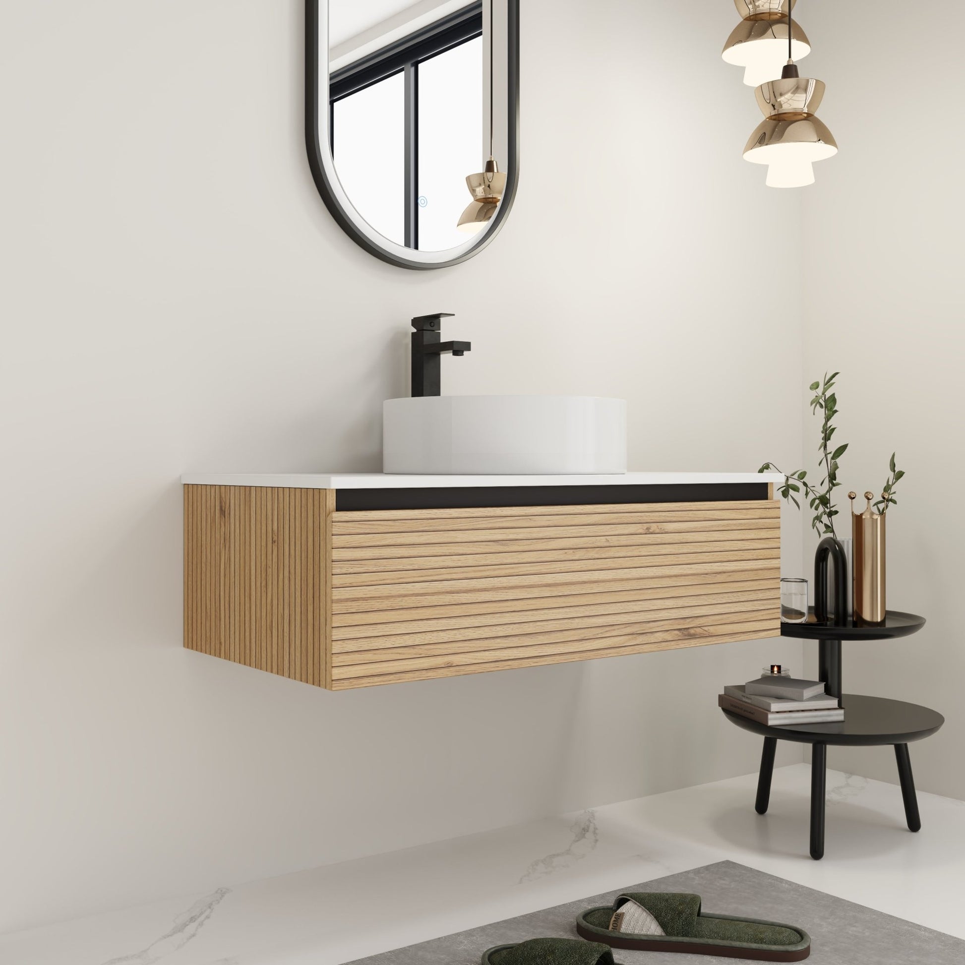 36'' Wall - Mounted Bathroom Vanity with White Art Ceramic Sink & 1 - Soft - Close Drawer (KD - Packing) - 1st Choice Furniture Direct