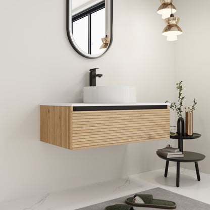 36'' Wall - Mounted Bathroom Vanity with White Art Ceramic Sink & 1 - Soft - Close Drawer (KD - Packing) - 1st Choice Furniture Direct