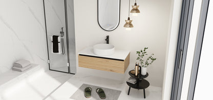 36'' Wall - Mounted Bathroom Vanity with White Art Ceramic Sink & 1 - Soft - Close Drawer (KD - Packing) - 1st Choice Furniture Direct