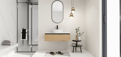 36'' Wall - Mounted Bathroom Vanity with White Art Ceramic Sink & 1 - Soft - Close Drawer (KD - Packing) - 1st Choice Furniture Direct