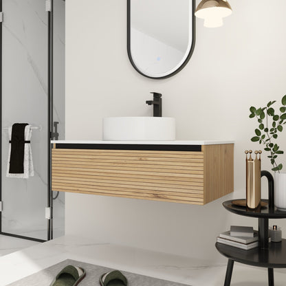 36'' Wall - Mounted Bathroom Vanity with White Art Ceramic Sink & 1 - Soft - Close Drawer (KD - Packing) - 1st Choice Furniture Direct