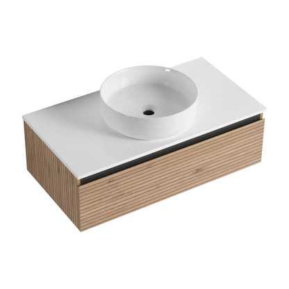 36'' Wall - Mounted Bathroom Vanity with White Art Ceramic Sink & 1 - Soft - Close Drawer (KD - Packing) - 1st Choice Furniture Direct