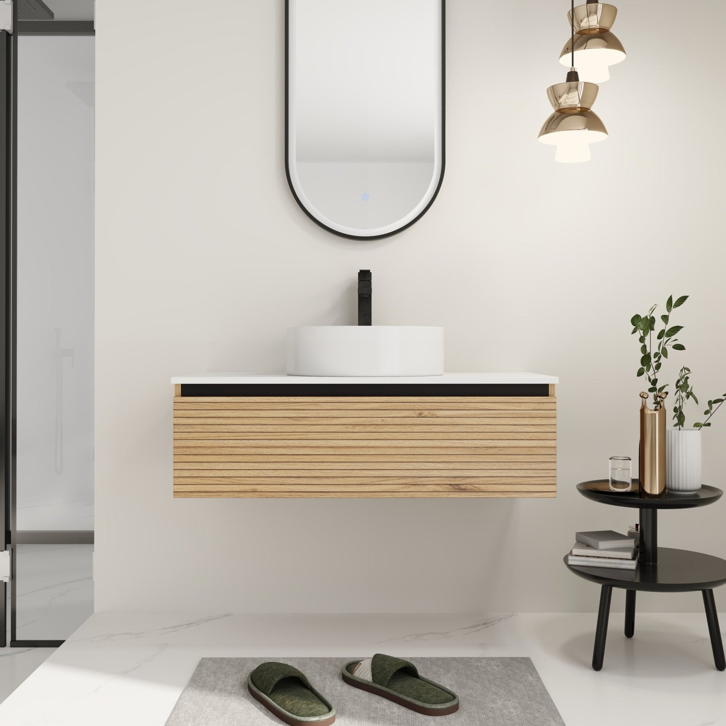 36'' Wall - Mounted Bathroom Vanity with White Art Ceramic Sink & 1 - Soft - Close Drawer (KD - Packing) - 1st Choice Furniture Direct