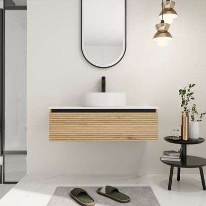 36'' Wall - Mounted Bathroom Vanity with White Art Ceramic Sink & 1 - Soft - Close Drawer (KD - Packing) - 1st Choice Furniture Direct