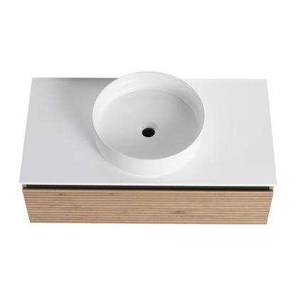 36'' Wall - Mounted Bathroom Vanity with White Art Ceramic Sink & 1 - Soft - Close Drawer (KD - Packing) - 1st Choice Furniture Direct