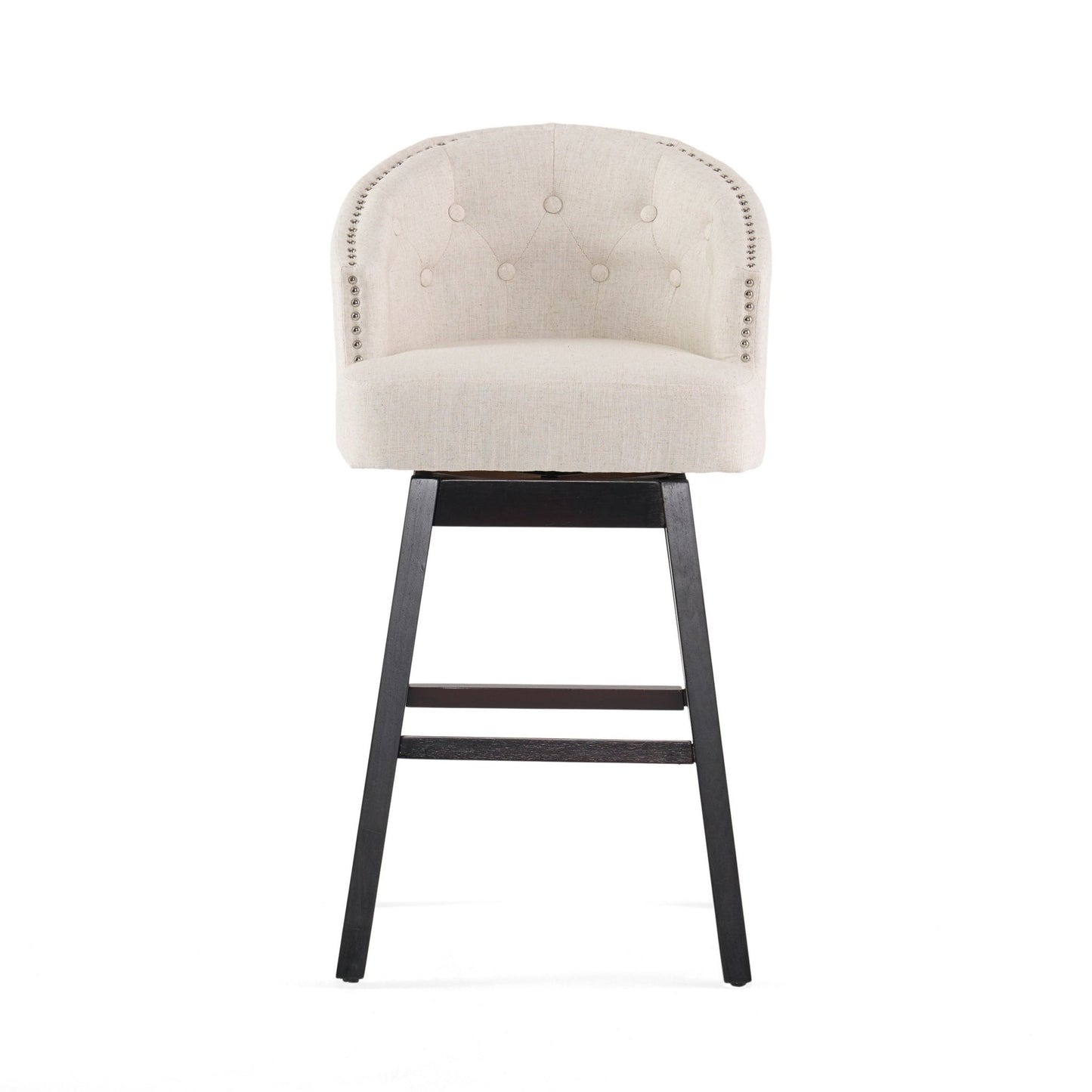 360 Degree Swivel Bar Stool with Stunning Nailhead Trim, Set of 2, Beige - 1st Choice Furniture Direct
