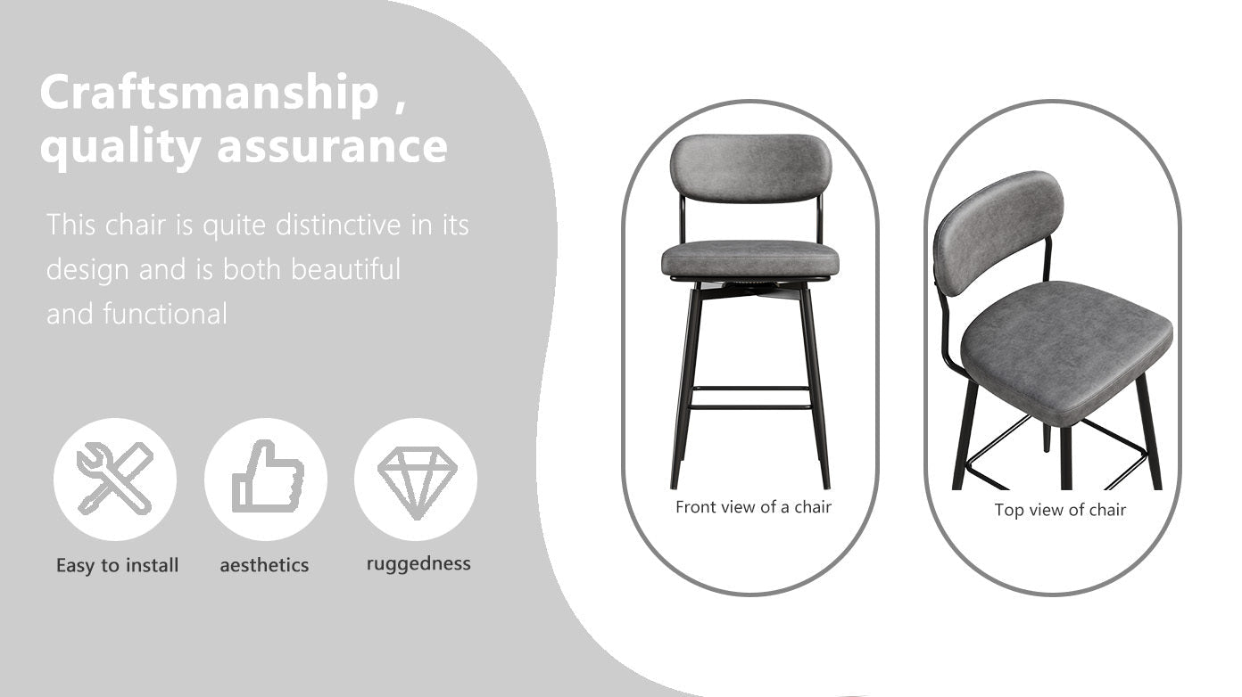 360 ° Rotating Bar Chair Bar Stool bar stools set of 2 piece set with leather cushions and iron brackets, suitable for various places such as home kitchens, restaurants, offices, etc. - 1st Choice Furniture Direct