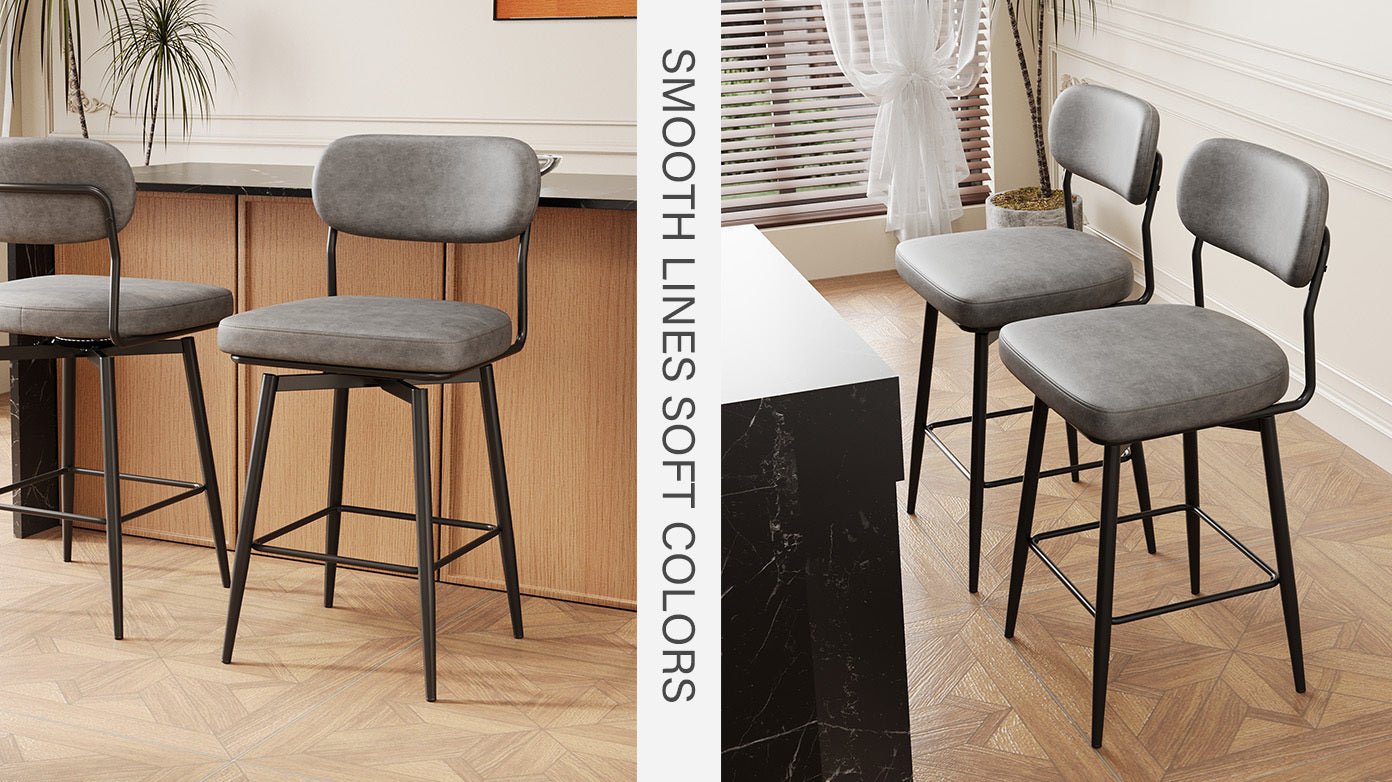 360 ° Rotating Bar Chair Bar Stool bar stools set of 2 piece set with leather cushions and iron brackets, suitable for various places such as home kitchens, restaurants, offices, etc. - 1st Choice Furniture Direct