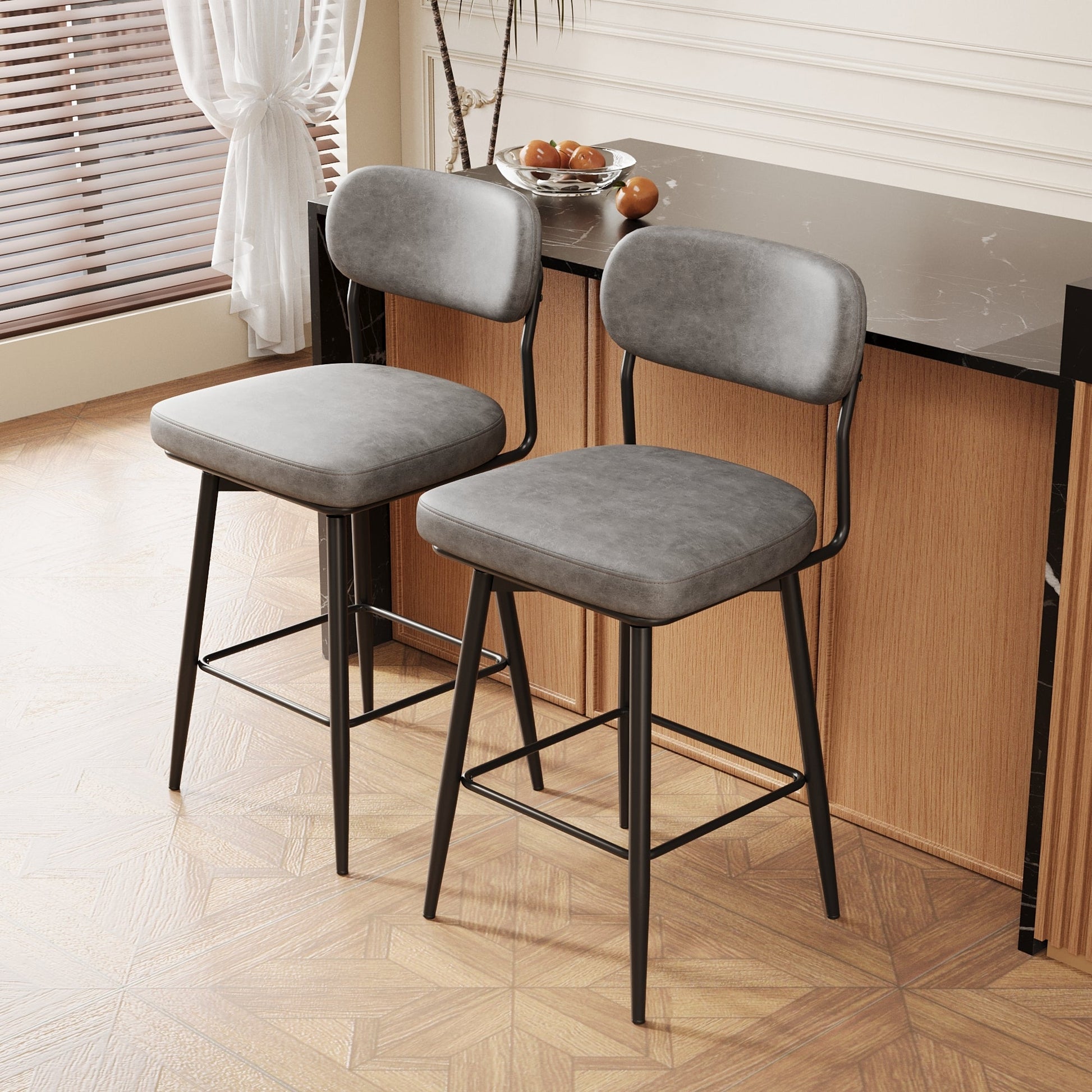 360 ° Rotating Bar Chair Bar Stool bar stools set of 2 piece set with leather cushions and iron brackets, suitable for various places such as home kitchens, restaurants, offices, etc. - 1st Choice Furniture Direct