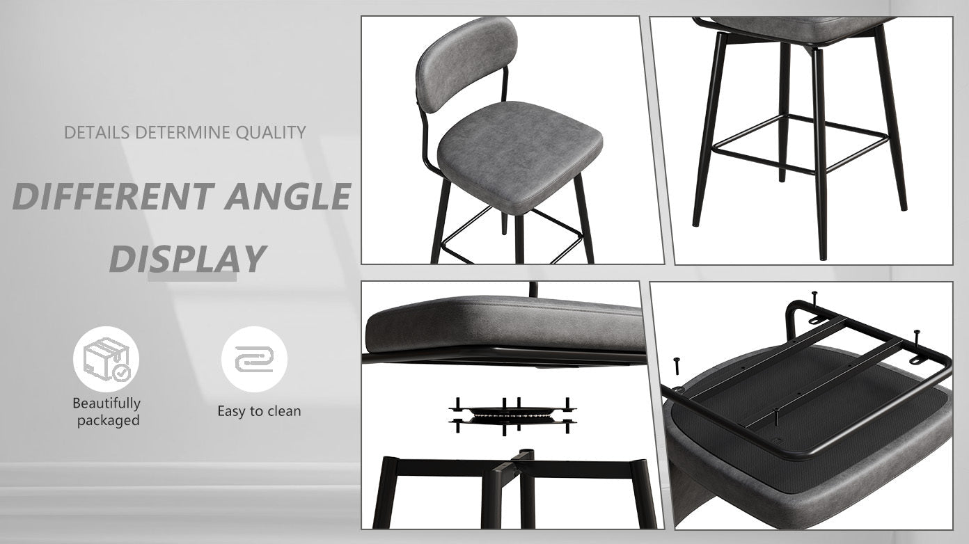 360 ° Rotating Bar Chair Bar Stool bar stools set of 2 piece set with leather cushions and iron brackets, suitable for various places such as home kitchens, restaurants, offices, etc. - 1st Choice Furniture Direct