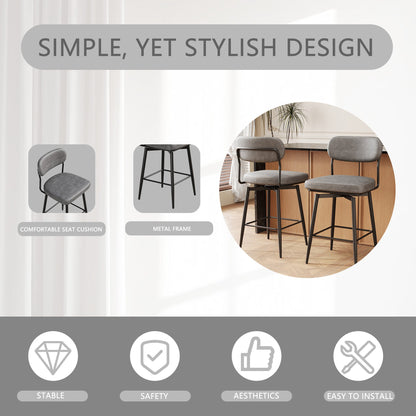360 ° Rotating Bar Chair Bar Stool bar stools set of 2 piece set with leather cushions and iron brackets, suitable for various places such as home kitchens, restaurants, offices, etc. - 1st Choice Furniture Direct