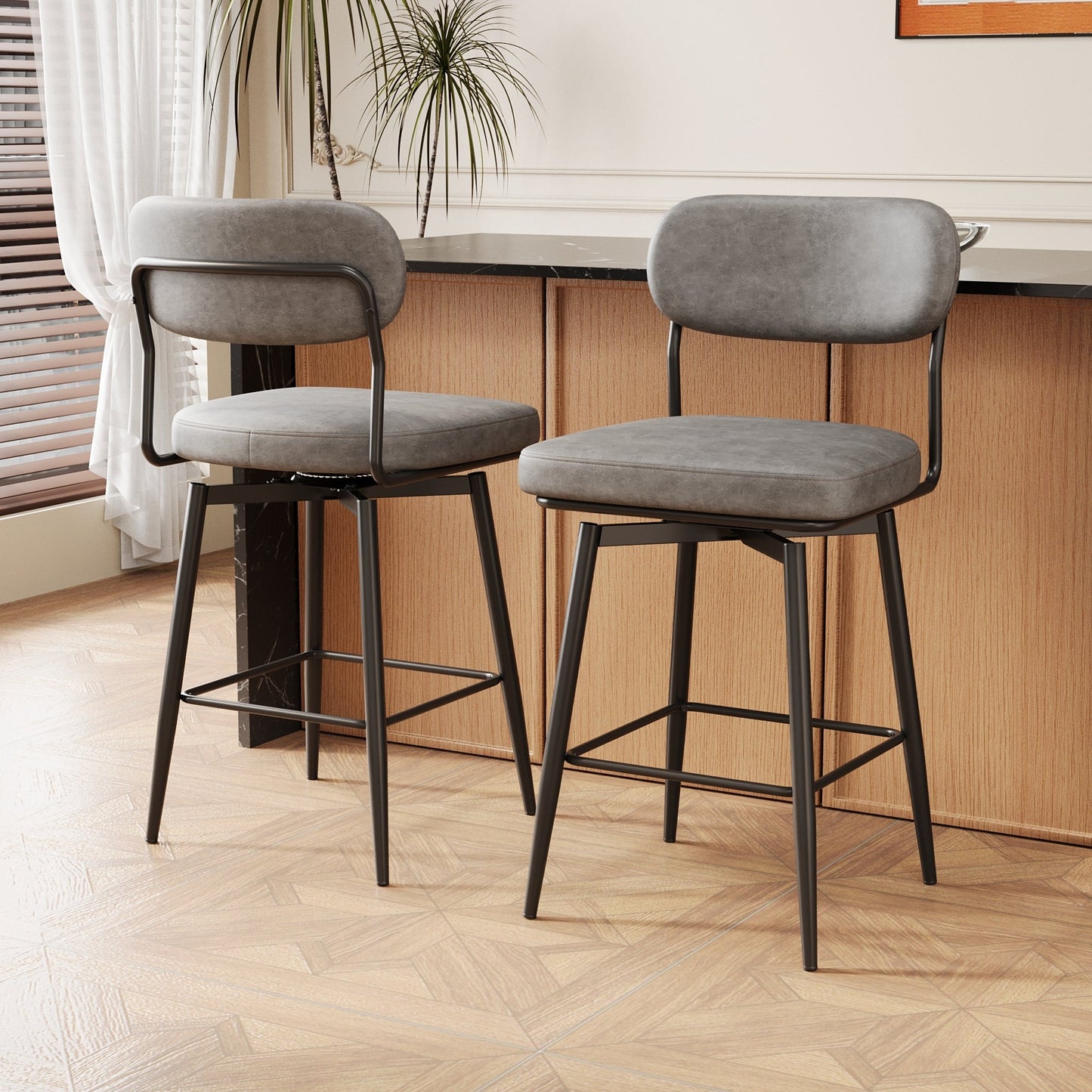 360 ° Rotating Bar Chair Bar Stool bar stools set of 2 piece set with leather cushions and iron brackets, suitable for various places such as home kitchens, restaurants, offices, etc. - 1st Choice Furniture Direct