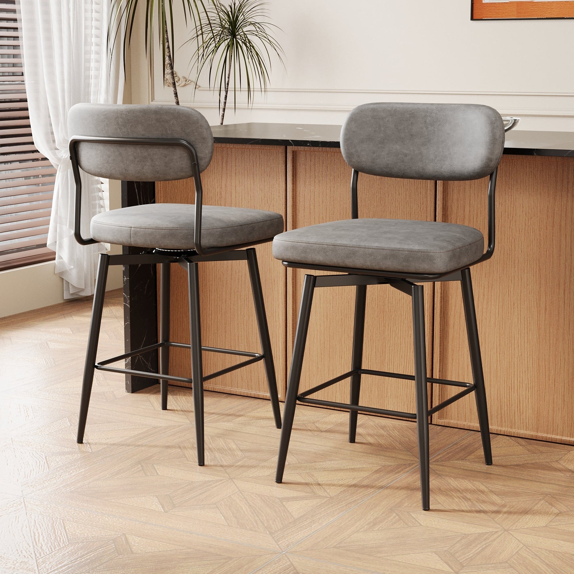 360 ° Rotating Bar Chair Bar Stool bar stools set of 2 piece set with leather cushions and iron brackets, suitable for various places such as home kitchens, restaurants, offices, etc. - 1st Choice Furniture Direct