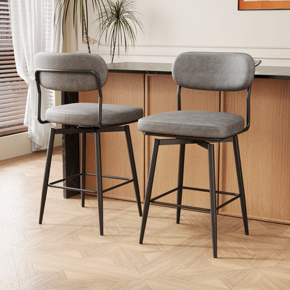 360 ° Rotating Bar Chair Bar Stool bar stools set of 2 piece set with leather cushions and iron brackets, suitable for various places such as home kitchens, restaurants, offices, etc. - 1st Choice Furniture Direct