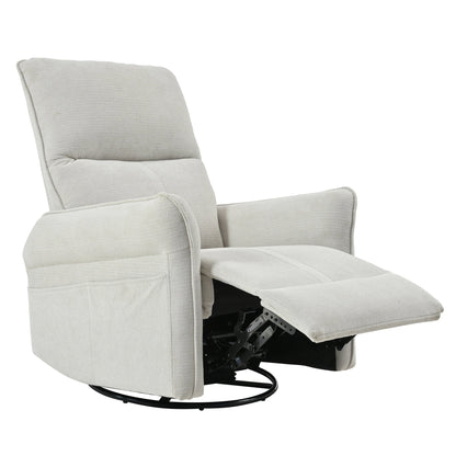 360° Swivel Rocker Recliner Chair,Swivel Nursery Rocking Chair w/Pull Ring,Glider Chair,Modern Rocking Swivel Recliner Chair for Bedroom,Living Room Chair Home Theater Seating(Fabric Gray+360°Swivel ) - 1st Choice Furniture Direct