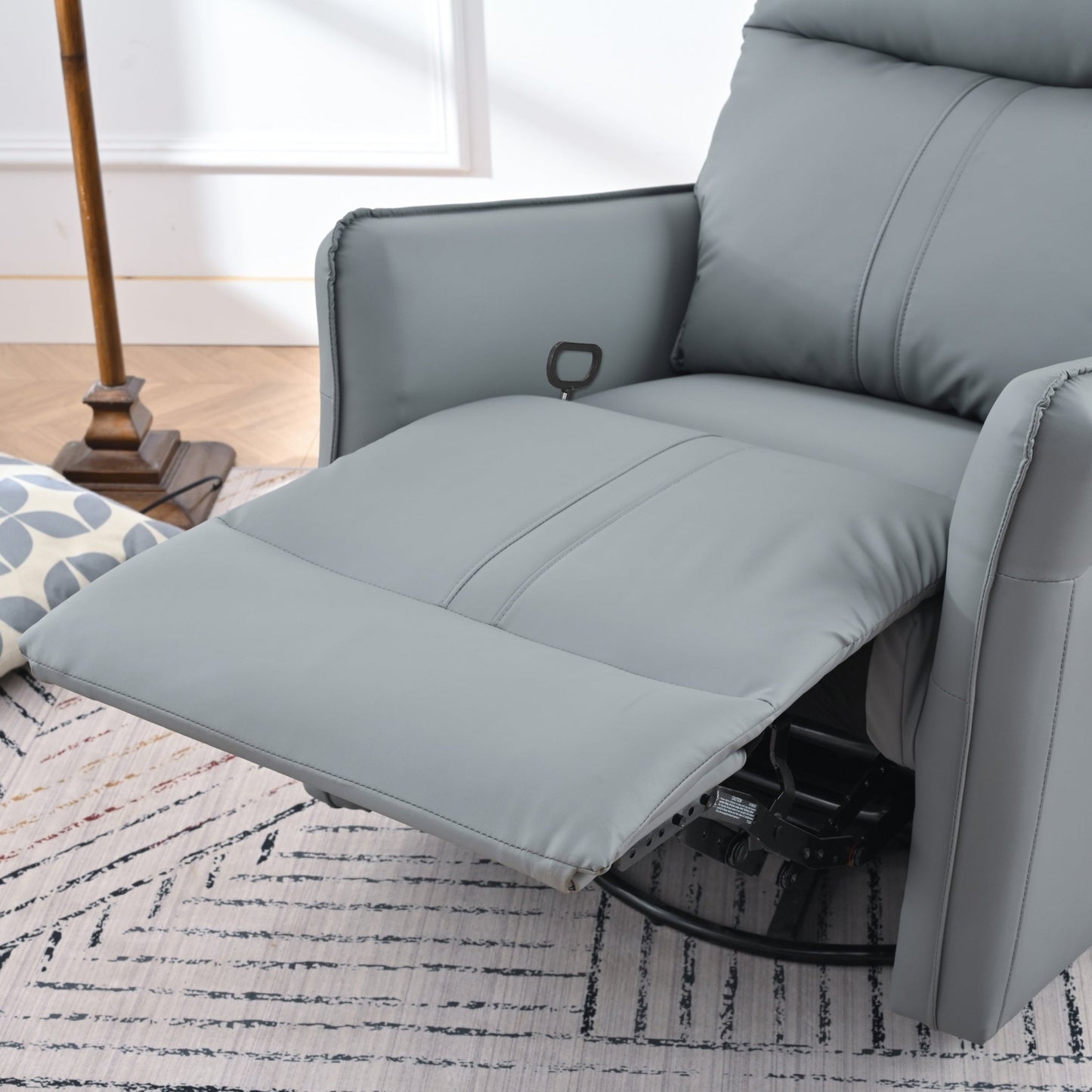 360° Swivel Rocker Recliner Chair,Swivel Nursery Rocking Chair w/Pull Ring,Glider Chair,Modern Rocking Swivel Recliner Chair for Bedroom,Living Room Chair Home Theater Seating(Blue - Gray+360°Swivel ) - 1st Choice Furniture Direct