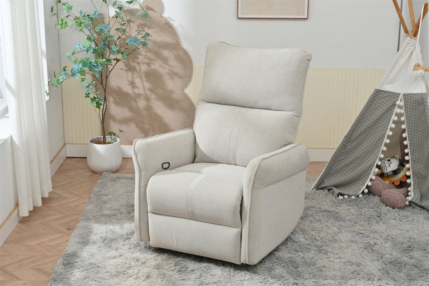 360° Swivel Rocker Recliner Chair,Swivel Nursery Rocking Chair w/Pull Ring,Glider Chair,Modern Rocking Swivel Recliner Chair for Bedroom,Living Room Chair Home Theater Seating(Fabric Gray+360°Swivel ) - 1st Choice Furniture Direct