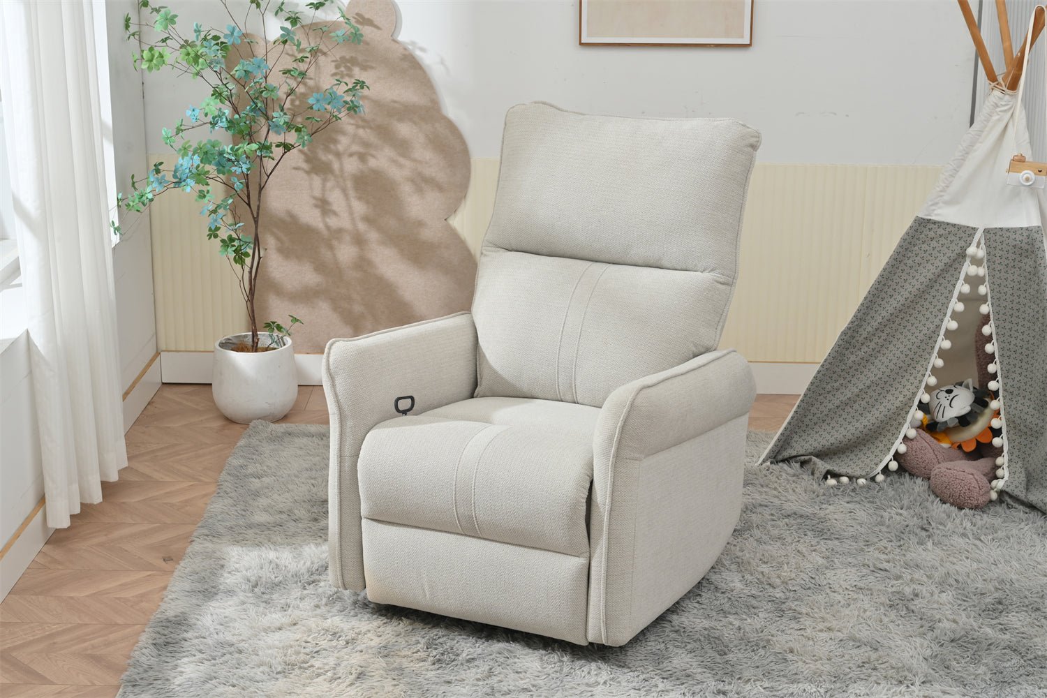 360° Swivel Rocker Recliner Chair,Swivel Nursery Rocking Chair w/Pull Ring,Glider Chair,Modern Rocking Swivel Recliner Chair for Bedroom,Living Room Chair Home Theater Seating(Fabric Gray+360°Swivel ) - 1st Choice Furniture Direct