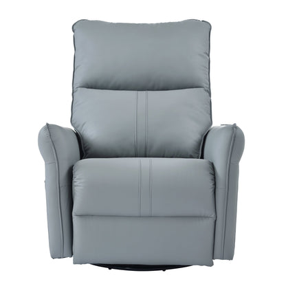 360° Swivel Rocker Recliner Chair,Swivel Nursery Rocking Chair w/Pull Ring,Glider Chair,Modern Rocking Swivel Recliner Chair for Bedroom,Living Room Chair Home Theater Seating(Blue - Gray+360°Swivel ) - 1st Choice Furniture Direct