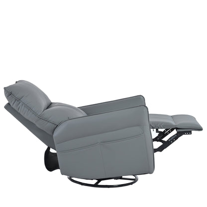 360° Swivel Rocker Recliner Chair,Swivel Nursery Rocking Chair w/Pull Ring,Glider Chair,Modern Rocking Swivel Recliner Chair for Bedroom,Living Room Chair Home Theater Seating(Blue - Gray+360°Swivel ) - 1st Choice Furniture Direct