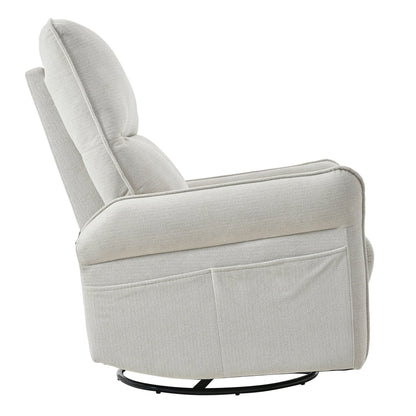 360° Swivel Rocker Recliner Chair,Swivel Nursery Rocking Chair w/Pull Ring,Glider Chair,Modern Rocking Swivel Recliner Chair for Bedroom,Living Room Chair Home Theater Seating(Fabric Gray+360°Swivel ) - 1st Choice Furniture Direct