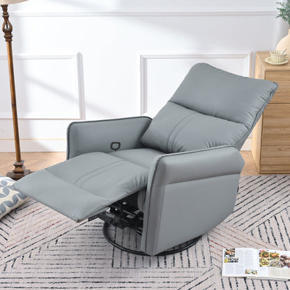 360° Swivel Rocker Recliner Chair,Swivel Nursery Rocking Chair w/Pull Ring,Glider Chair,Modern Rocking Swivel Recliner Chair for Bedroom,Living Room Chair Home Theater Seating(Blue - Gray+360°Swivel ) - 1st Choice Furniture Direct