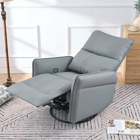 360° Swivel Rocker Recliner Chair,Swivel Nursery Rocking Chair w/Pull Ring,Glider Chair,Modern Rocking Swivel Recliner Chair for Bedroom,Living Room Chair Home Theater Seating(Blue - Gray+360°Swivel ) - 1st Choice Furniture Direct
