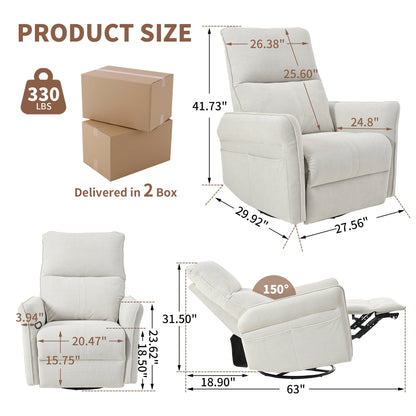 360° Swivel Rocker Recliner Chair,Swivel Nursery Rocking Chair w/Pull Ring,Glider Chair,Modern Rocking Swivel Recliner Chair for Bedroom,Living Room Chair Home Theater Seating(Fabric Gray+360°Swivel ) - 1st Choice Furniture Direct