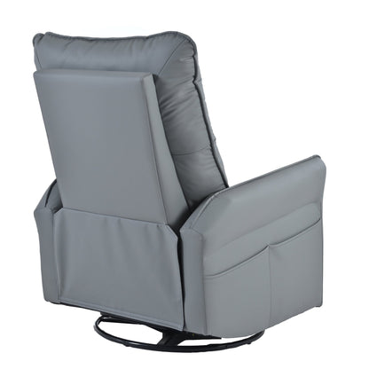 360° Swivel Rocker Recliner Chair,Swivel Nursery Rocking Chair w/Pull Ring,Glider Chair,Modern Rocking Swivel Recliner Chair for Bedroom,Living Room Chair Home Theater Seating(Blue - Gray+360°Swivel ) - 1st Choice Furniture Direct