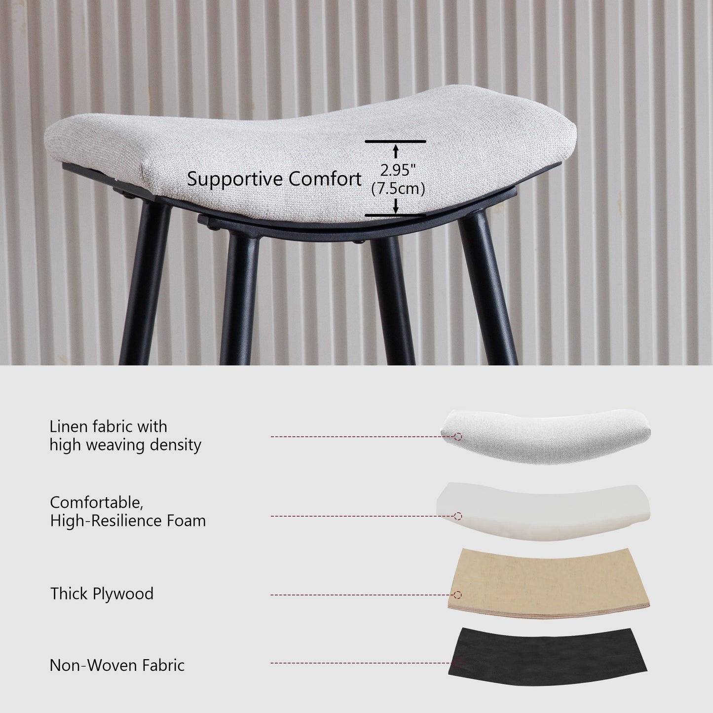 1st Choice Counter Height Dining Room Kitchen Bar Stool - Set of 2