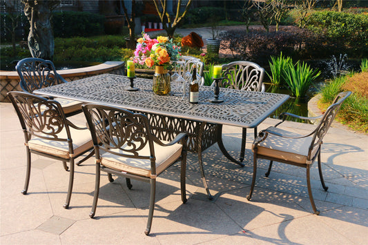 Rectangular 6 - Person 84.2' Long Dining Set with Sunbrella Cushions