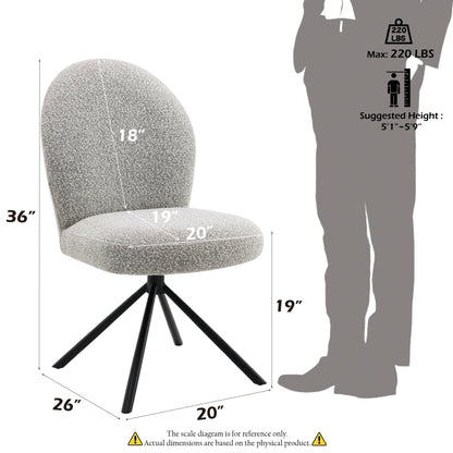 36.60'W Gray Boucle & Black Finish Side Chair w/Swivel (Set-2) - 1st Choice Furniture Direct