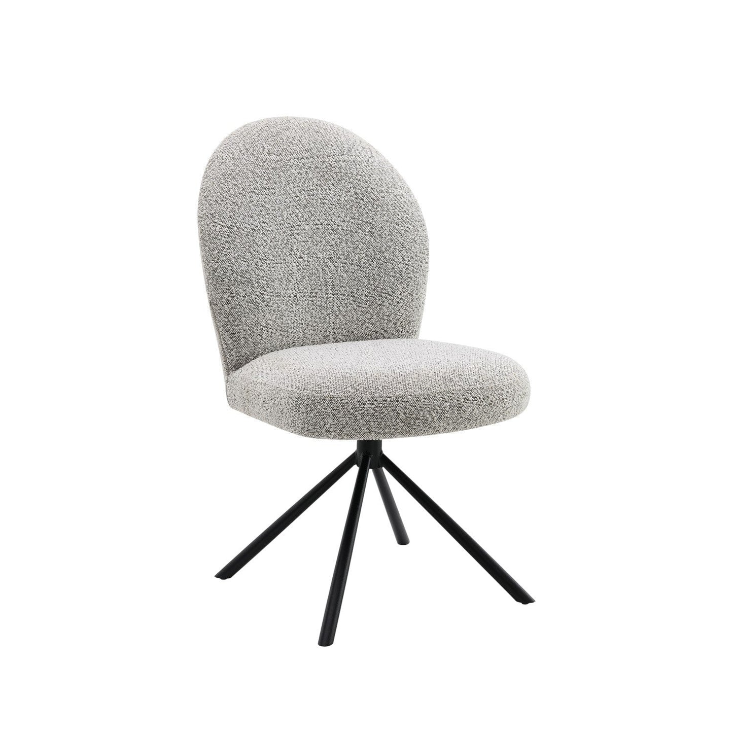 36.60'W Gray Boucle & Black Finish Side Chair w/Swivel (Set-2) - 1st Choice Furniture Direct
